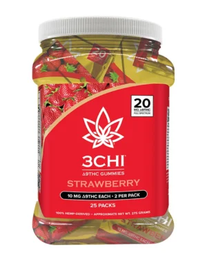 Delta 9 THC Gummies - Flavor: Strawberry, Gummy Count: Jug of 50 (No Food Coloring)